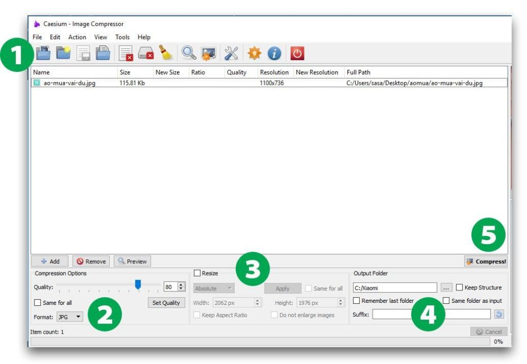 Hướng Dẫn Sử Dụng Caesium Để Nén Hình Ảnh