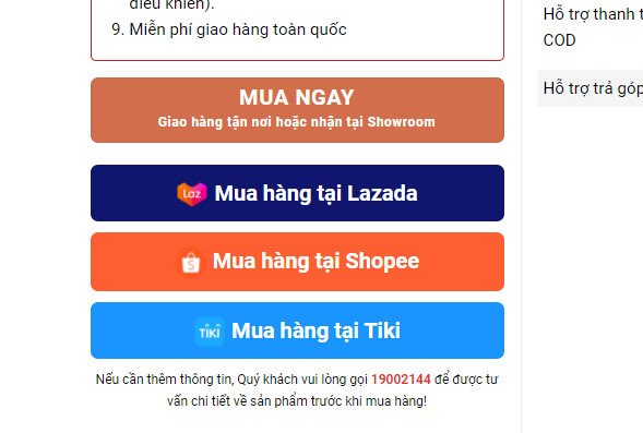 Hướng dẫn tạo thêm nút mua hàng liên kết với các sàn TMĐT Lazda, Shopee, Tiki...