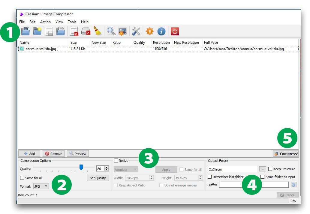 Caesium image compression software