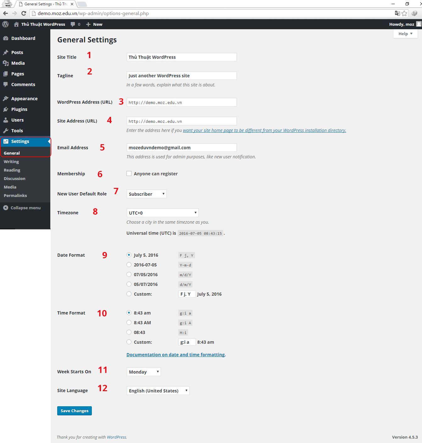 General WordPress Configuration Settings