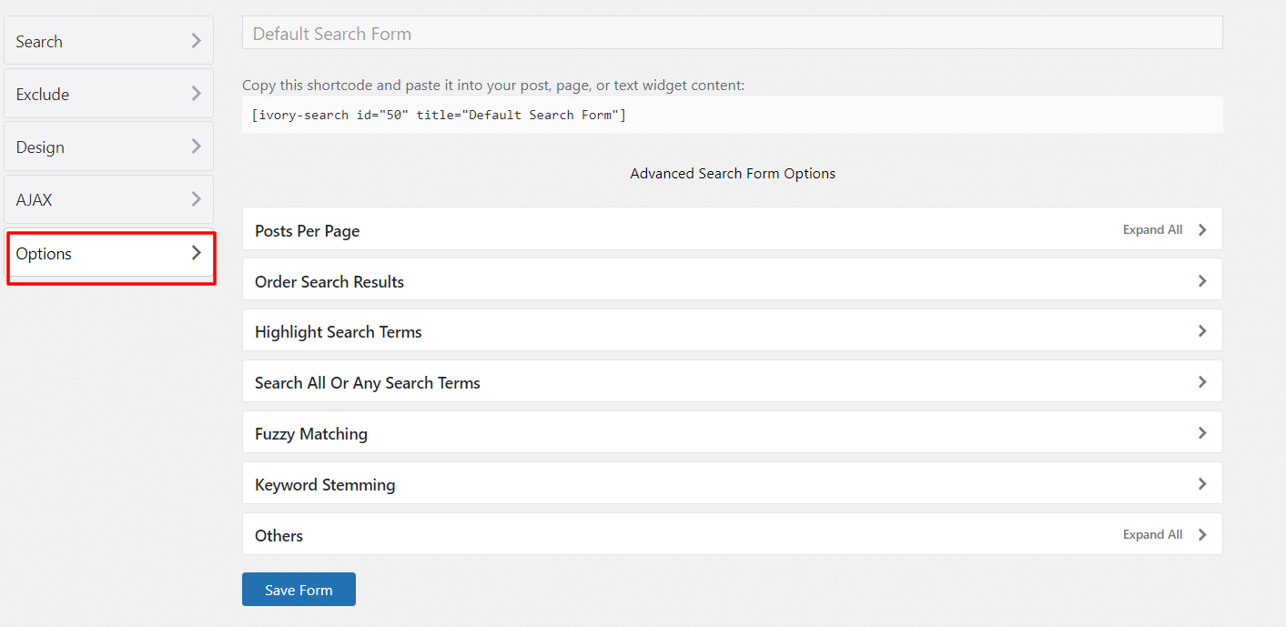 Options Configuration