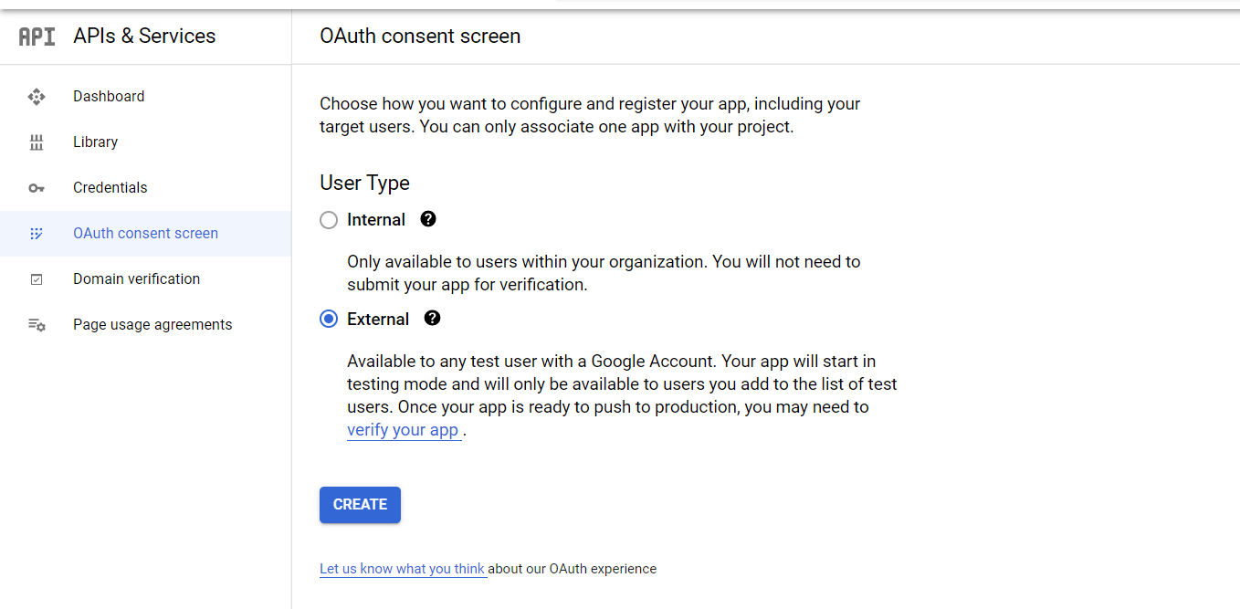 OAuth consent screen