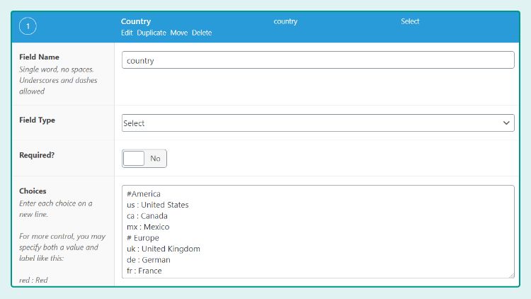 nested option domains in dropdown with acf