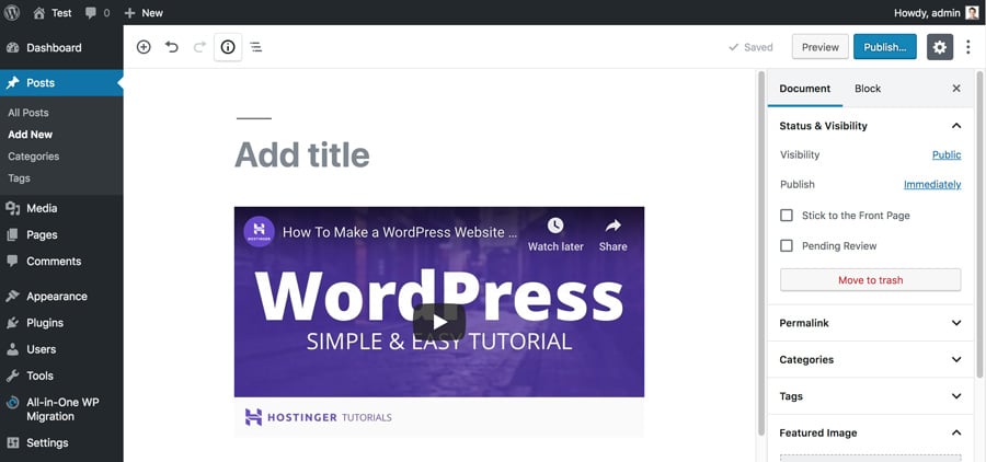 Embed Video into WordPress Post Editor